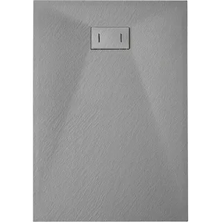 Duschwanne aus SMC-Glasfaser mit Steinoptik, Höhe von 2,6 cm und inkludierter Ablauf 70x90 grau