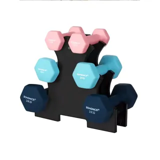 Songmics Kurzhantel-Set, Hexagon, mit Hantelständer