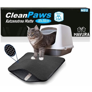 MAVURA Katzenstreu CleanPaws Katzenklo Vorleger Matte Katzenmatte, Katzenstreu Sammler Unterlage wasserdicht 30x30cm grau