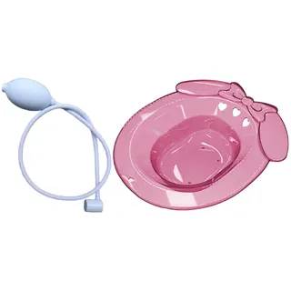 Fenteer Sitzbad für Toilettensitz, Wanne, vielseitige Hüftbadewanne, Sitzbad für Hotel, Badezimmer, Toilette, Rosa mit Flusher