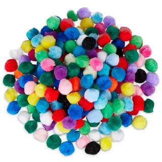 relaxdays Pompon 400 x Pompons bunt blau|grün|rot