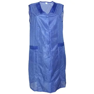 Kittel Schürze Kittelschürze Dederon Nylon blau o. rot, Größe:46, Farbe:blau mit weißen Punkten - 46