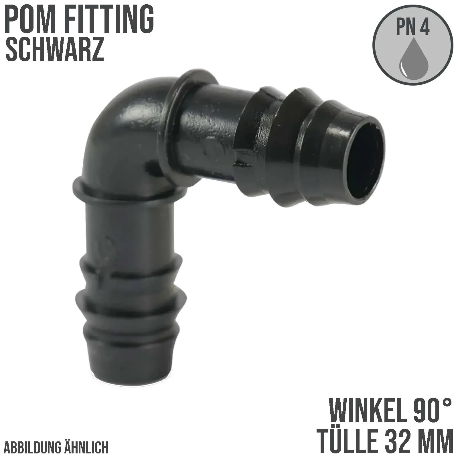 32 mm POM Winkel 90° Schlauch Verbinder Stutzen Tülle Kupplung Tropf Fitting sch...