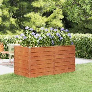 Myheimly Hochbeet, Hochbeet für Garten Balkon Terrasse, Kräuterhochbeet zum Selber Bauen, Gemüsebeet Pflanzkübel aus Metall, Grau Cortenstahl 160 x 80 x 77 cm