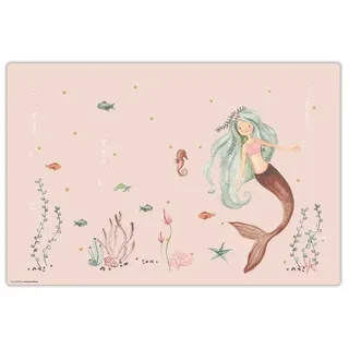 cover-your-desk Schreibtischunterlage für Kinder und Erwachsene Meerjungfrau im rosa Meer, aus hochwertigem Vinyl , 60 x 40 cm