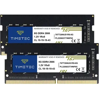 Timetec 16GB KIT(2x8GB) DDR4 2666 MHz (DDR4-2666) PC4-21300 (PC4-2666V) Nicht-ECC ungepuffert 1,2 V CL19 1Rx8 Single Rank 260 Pin SODIMM Laptop Notebook PC Computer Speicher RAM Modul Upgrade
