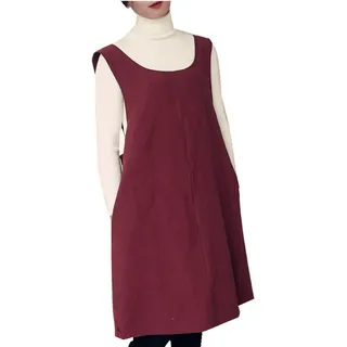 Schürze aus weichem Baumwollleinen, einfarbig, überkreuzte Träger im Rücken, japanischen Stil in X-Form, für Küche, Kochen, Koch, Geschenk für Hausfrauen, zur Einweihungsparty rot - M