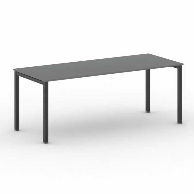 Bürotisch PRIMO SQUARE 200x80 cm, schwarzes Metallgestell, Graphit