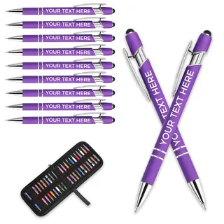 Aappping Kugelschreiber Personalisiert Mit Gravur,Personalisierter Kugelschreiber Set,Personalisierte Kugelschreiber Mit Touchpen,Kugelschreiber Hochwertig Mit Gravur(Lila,10 stück)