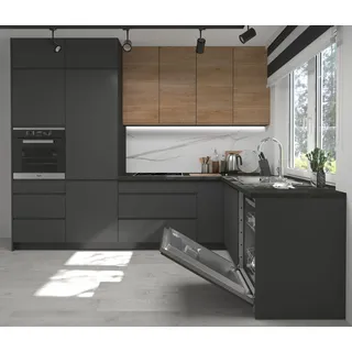 Feldmann-Wohnen Winkelküche Avellino 302 x 232 cm Blum Metabox lava/graphit matt