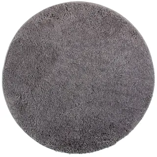 Brandsseller Badezimmerteppich Ø 60 cm Badvorleger Badematte Badteppich rund Chenille rutschfest saugstark maschinenwaschbar - Grau