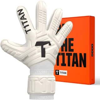 T1TAN Classic 1.0 White-Out Junior - Torwarthandschuhe Kinder - ohne Fingerschutz - Fußballhandschuhe für Torhüter - Größe 3
