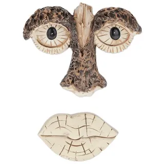 Relaxdays 2-teiliges Baumgesicht Braun,Creme