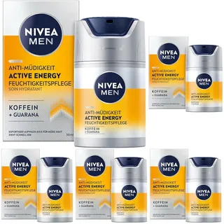 NIVEA MEN Active Energy Gesichtspflege Creme (50 ml), revitalisierende Gesichtscreme für Männer, schnell einziehende Feuchtigkeitscreme gegen Zeichen von Müdigkeit (Packung mit 5)