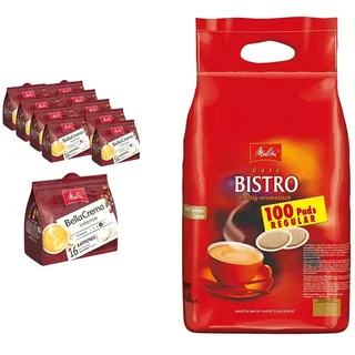 Melitta BellaCrema Intenso gemahlener Röstkaffee in Kaffee-Pads 10 x 16 Pads & Café Bistro Röstkaffee in Kaffee-Pads, 100 Pads