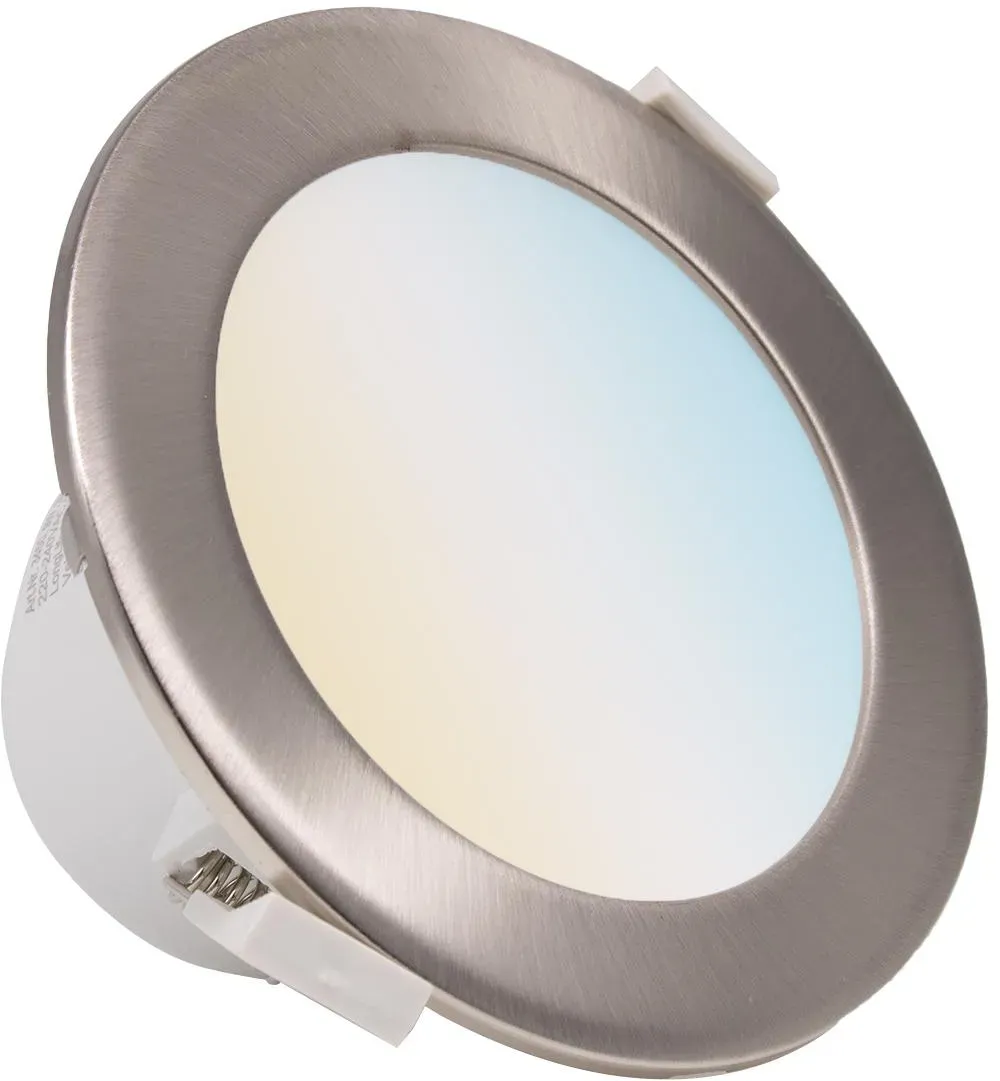 CCT LED Einbaustrahler rund 90° dimmbar - Farbe: Edelstahl-gebürstet - Ausführun...