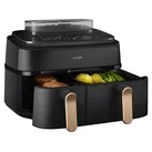 PHILIPS NA552/00 Steam Airfryer 5000 Series Dual Basket 9L Kapazität (3L+6L) Heißluftfritteuse 2750 Watt Dunkelgrau/Kupfer Edelstahl