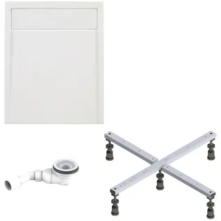 Schulte Duschwanne Brava - aus hochwertigem Sanitäracryl, Komplett Set inkl. Fußgestell und Ablauf, Farbe: Weiß, Größe: 100 x 80 cm - Schulte