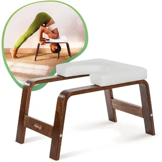 FeetUp Trainer The Original - Yoga kopfstandhocker, Yoga Inversion Bank, Simply and Safely Reverse. Get Fit Relax. Turn Your Yoga Upside Down (Chocolate, White)