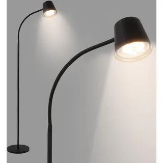 Briloner - LED Stehlampe kabellos mit Touch, stufenlos dimmbar, Akku & Lichtquelle tauschbar, Akku Stehleuchte, Leselampe, Wohnzimmerlampe, Deckenfluter, Standleuchte, 126,5 cm hoch, Schwarz