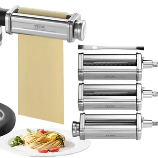 Vevor 3 tlg. Manuelle Nudelmaschine Edelstahl, Edelstahl Frische Manuell Pasta Walze Maschine Italienische Flachteigmaschine Pastamaker inkl. Reinigungsbürste für Spaghetti, Lasagne usw.