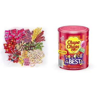Chupa Chups Kinder Süßigkeiten Mix, 150-teilig mit Lollis & Best of Lutscher-Dose, enthält 50 Lollis in 6 Geschmacksrichtungen wie Cola