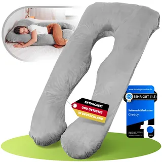 greacy Seitenschläferkissen mit Bezug - Stillkissen XXL | Pregnancy Pillow | Kissen Schwangerschaft | Body Pillow | Schlafkissen Lesekissen | Schwangerschaftskissen