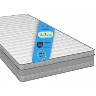 orthopädische 7-Zonen Federkernmatratze, 90 x 200 cm, bis 100 kg, 18 cm, Bodyprotect Tape Edge - Weiß