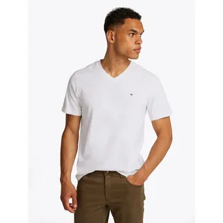 Tommy Hilfiger V-Shirt »ESSENTIAL V-NECK TEE mit V-Ausschnitt und Markenlabel«, unifarben, casual, regular fit, Baumwolle, V-Ausschnitt, weiß