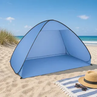 XL Strandmuschel Sonnenschutz Pop Up Camping H110xB200xT125cm Automatik Wurfzelt