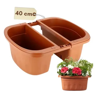 GarPet Blumenkasten Balkon Beidseitiger Balkonkasten mit Halterung Geländerkasten mit Wasserspeicher terracotta 40