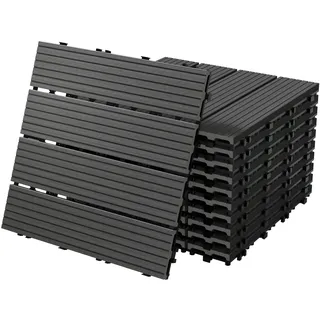 ECD Germany WPC Terrassenfliesen 30x30 cm 33er Spar Set Anthrazit in Holzoptik,