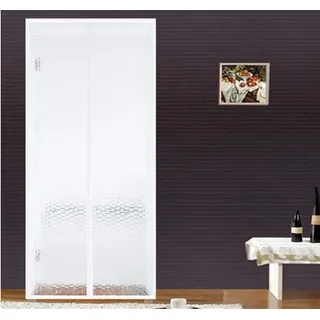 LIVEINU Wärmeschutzvorhang Magnet Thermo Türvorhang Fliegengitter Panel-Isolierung Thermovorhang Wasserdicht Winddicht Klimaanlage Fliegenvorhang für Balkontür Wohnzimmer 100x210cm Weiß