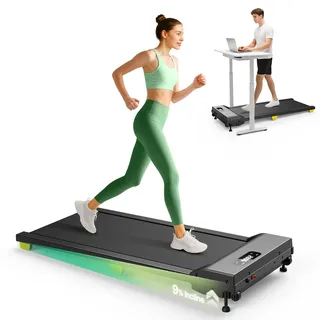 UREVO Walking Pad mit 9% Steigung, leises Laufband Schreibtisch mit Sechs-Punkt-Stoßdämpfung, ‎2,5 Pferdestärken Laufband für Zuhause/Büro, Fernbedienung, Keine Montage Erforderlich