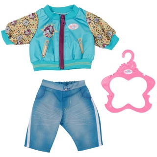 BABY born® BABY born Outfit mit Jacke 43cm - Puppenkleidung Set bestehend aus blauer Jeans-Hose, türkiser Jacke und Kleiderbügel