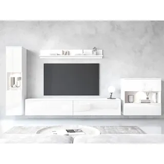 INOSIGN Wohnwand »PARIS, Vitrine Türanschlag links/rechts wechselbar« Komplett-Set, 4 Stk. tlg., weiß