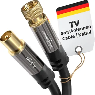 KabelDirekt – SAT Kabel/Antennenkabel mit bruchfestem Metallstecker – 10 m (TV Kabel/Satellitenkabel, Adapter von F-Stecker auf Antennenstecker, geeignet für TV, Radio, DVB-T2/DVB-C/DVB-S/DVB-S2)