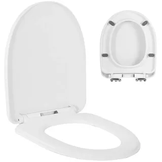 BlingBin WC-Sitz Toilettendeckel U-Form mit Absenkautomatik, Schnellverschluss (1 Stück, 1-St., 35x43cm), hochwertiger robuster Toilettensitz, einfache Installation weiß 35 cm x 43 cm x 21.5 cm