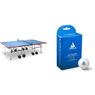 JOOLA 11650 Tischtennistisch ALUTERNA - Profi Outdoor Tischtennisplatte Wetterfest 6 MM & 42181 Unisex – Erwachsene TT-Ball Outdoor Tischtennisbälle, Mehrfarbig, One-Size