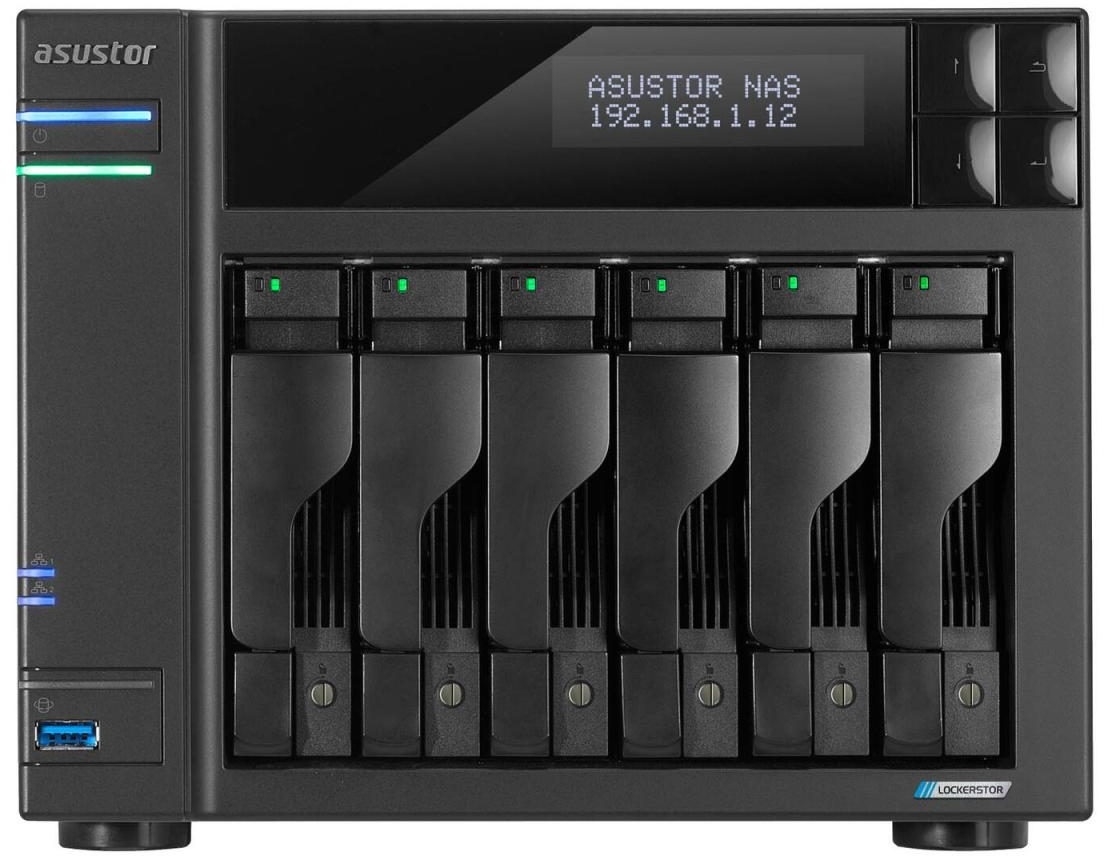 Asustor Lockerstor 6 Gen 2 AS6706T | 6 Bay NAS - Netzwerkspeicher Gehäuse, Quad Core 2.0GHz CPU, 4 M.2 PCIe 3.0 ssd Slot, 2 2.5GbE Port, 8GB RAM DDR4