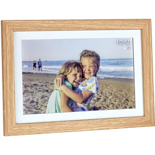 TFA Dostmann FRAMEO App Digitaler WiFi-Bilderrahmen 25.7 cm 10.1 Zoll 1280 x 800 Pixel 32 GB Braun, Weiß