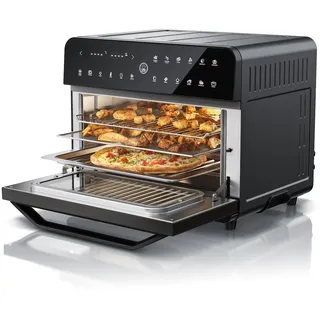 Arendo Heißluftfritteuse 1800 Watt, Minibackofen, Airfryer, 25L, Edelstahl, Pizzaofen, 4 Ebenen, Mini Backofen mit Umluft, Timer, 12 Programme