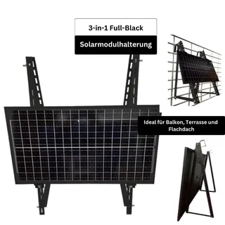 SunLit Solarmodulhalterung 3-in-1 (Full-Black) für Balkonkraftwerk MSH-01B - Balkon, Terrasse, Flachdach