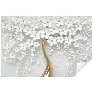 Wallarena Fototapete Baum Blumen 3D EFFEKT Vlies Tapete Wohnzimmer Schlafzimmer, Glatt, 3D-Optik, Vliestapete 3D Effekt Wohnzimmer Schlafzimmer Flur Tapete + Kleister 2.54 m x 1.84 m