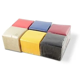 hostelnovo del valles Hostelnovo Papierservietten, 600 Stück, verschiedene Farben: Gelb, Rot, Marineblau, Bordeaux, Schwarz und Natur, Spezial Cocktail - 10 x 10 cm
