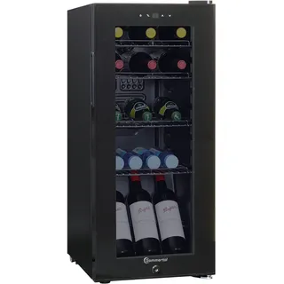 sommertal Kühlschrank GK60– Leiser Getränkekühlschrank mit LED, Touchscreen & Schloss kleiner Flaschenkühlschrank schwarz 60L