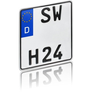 Finest Folia DIN-zertifizierte EU Kfz-Kennzeichen für Motorrad alle Größen 180x200 220x200 offizielle Nummernschilder reflektierend Wunschkennzeichen (10 Kennzeichen Motorrad)
