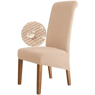 Odot Wasserdicht XL Stuhlhussen Esstisch, Stretch Stuhlhussen Hussen Abnehmbarer Waschbarer Stuhlbezug Sesselbezug für Hotel,Bankett,Restaurant,Haus (4er Set,beige)