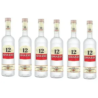 6 Flaschen Ouzo 12 Griechischer a 0,7L Anis 38% alk.