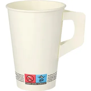 Papstar 80 Trinkbecher mit Henkel, Pappe 0,2 l Ø 7 cm · 9,7 cm weiss